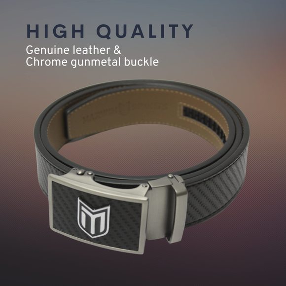 Sports Carbon Perfect Fit Ratchet Customizable Dress Casual Genuine Leather🙂 - Picture 2 of 5